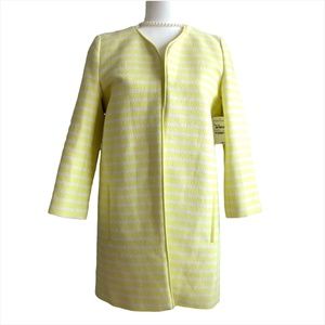 Hinge Yellow White Striped Coat Sz S